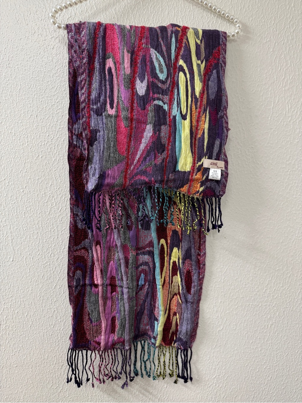 Colorful Abstract Pattern Fringe Scarf